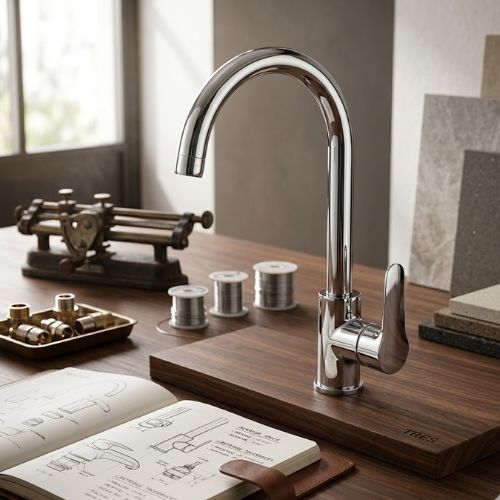 TRES High-Arc Chrome Kitchen Sink Mixer t