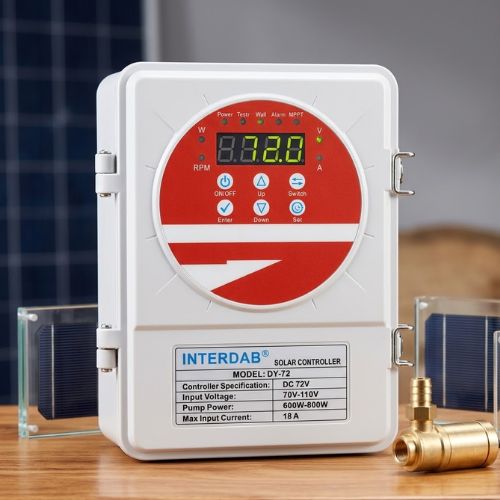 Interdab 72V solar pump controller for 600W-800W DC water pumping systems.