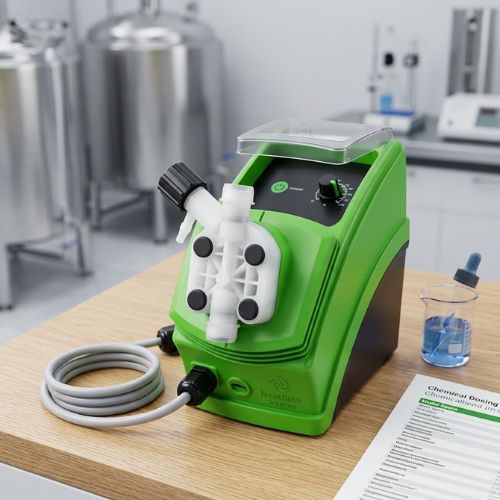 Emec electromagnetic chemical dosing pump, 10 GPH at 10 Bar, for high-precision industrial fluid and chemical treatment.