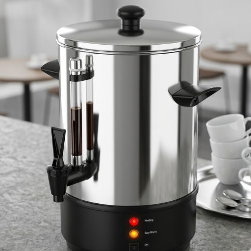 Stainless steel Gourmet 8.8-litre electric water urn for office and catering use.
