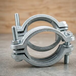 A set of two durable, zinc-plated 3-inch industrial metal pipe clamps/jubilee clips, displayed on a clean surface in a professional setting.